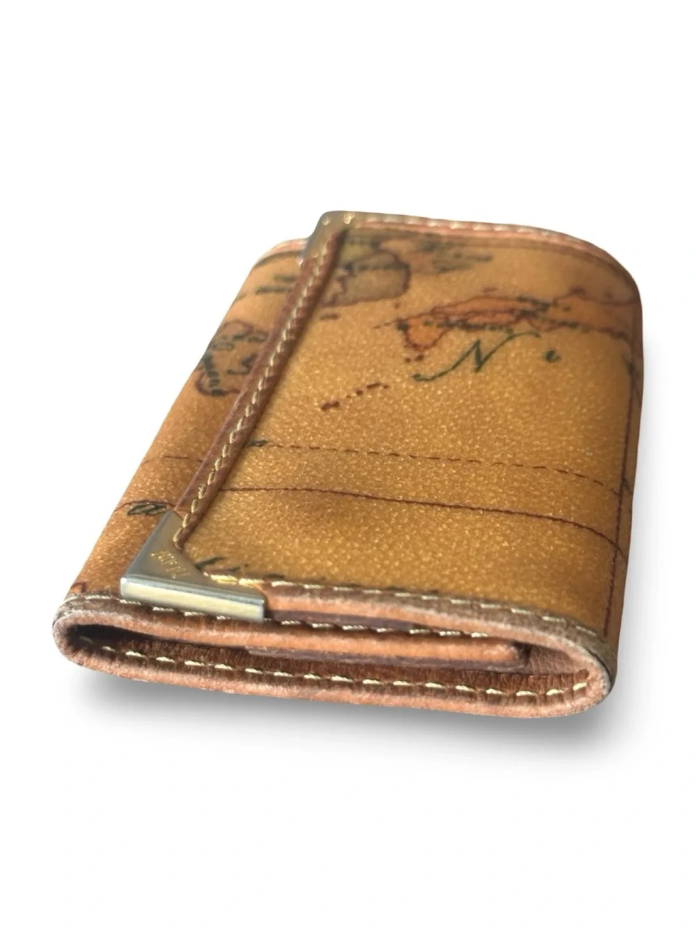 Alviero Martini Map-Print Card & Key Holder - Tan